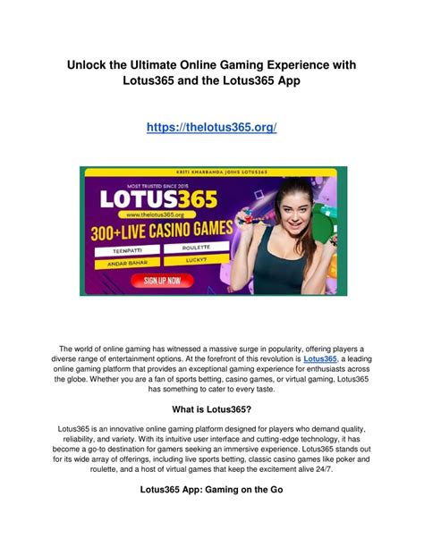 Lotus365 ID: Unlock Your Exclusive Gaming Experience.